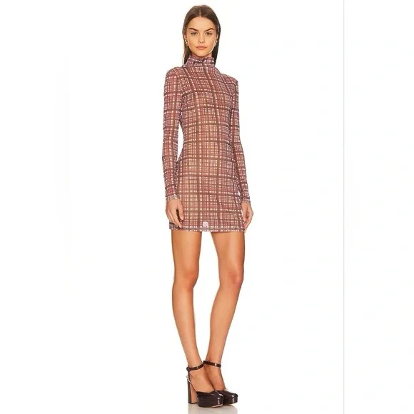ATOIR X Lara Worthington Bodycon Mini Dress - Pink Check - Picture 2 of 3